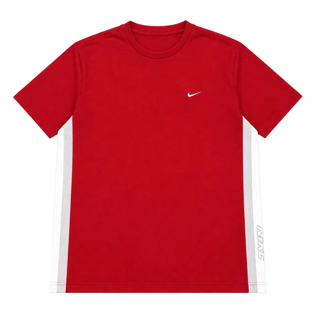 Nike Athletic T-Shirt Red White Mesh Side Panels