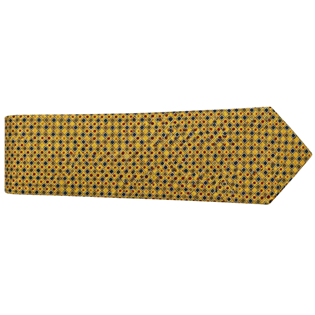 Viale Morin Silk Tie Yellow Diamond Geometric Pattern