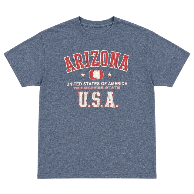 US&A Arizona The Copper State T-Shirt Heather Blue