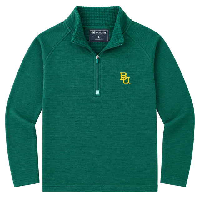 Baylor Bears University Half Zip Pullover Size L Green with pocket! 