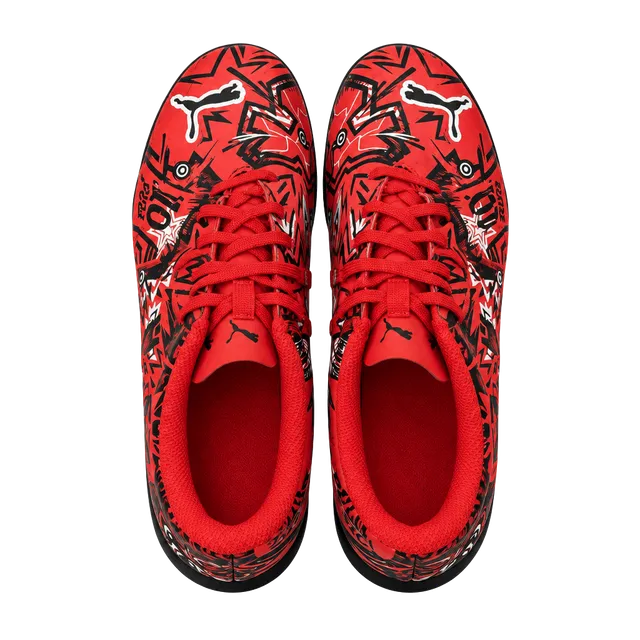 Puma Soccer Shoes Size 4 Red Black Turf Cleats 107492-01