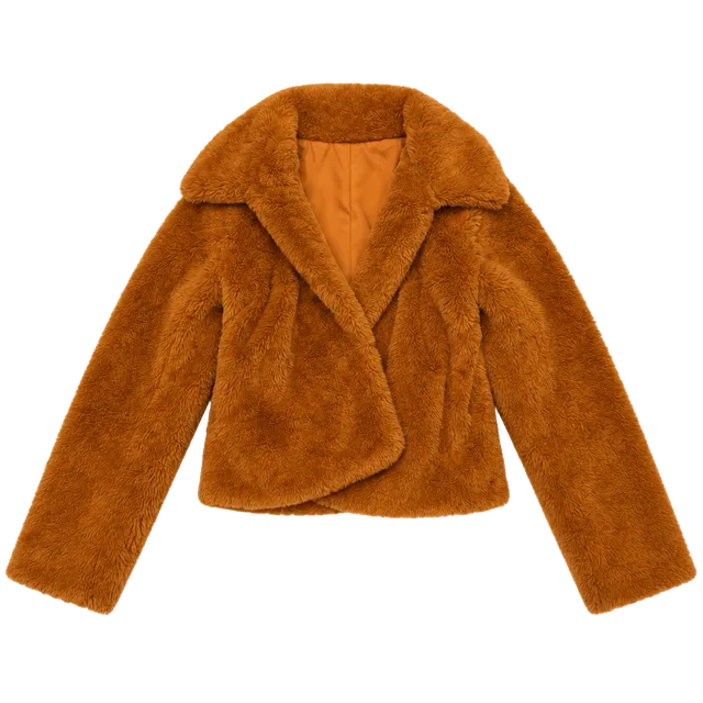 Express Faux Fur Jacket Size S Orange