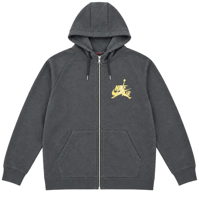 Jordan Nike Air Full Zip Hoodie Size XXL Black Gold Jumpman Logo