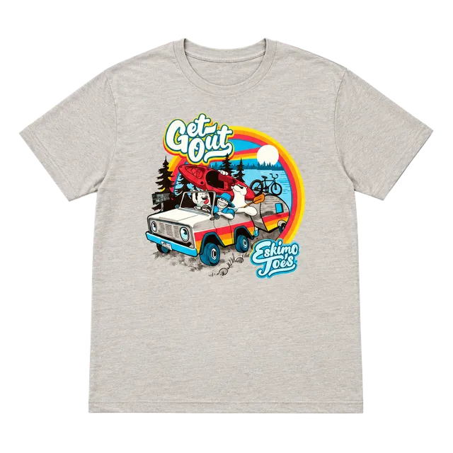 Eskimo Joe's Get Out Retro Camper T-Shirt Tan