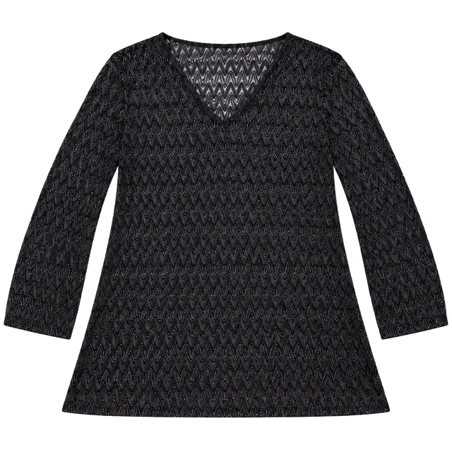 Faded Glory Swimwear Cover Up Size L 12/14 Black Shimmery Crochet