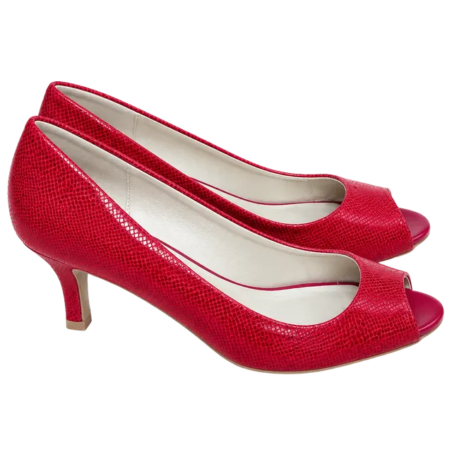 Karen Scott Mory Open Toe Pumps Red Textured