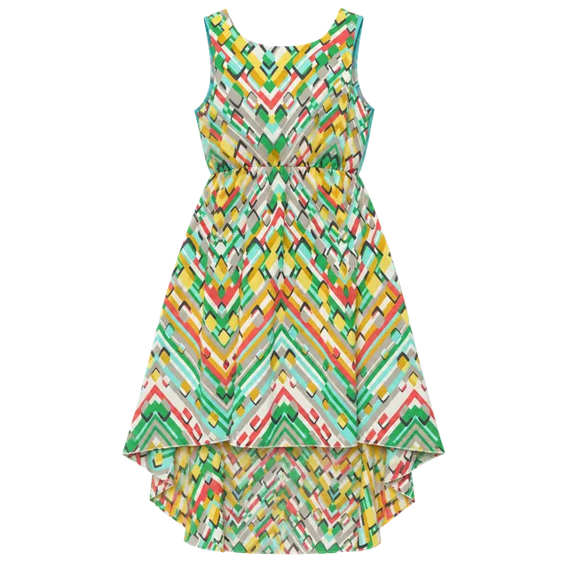 Love Chesley Dress Size L Multi Geometric High Low Hem