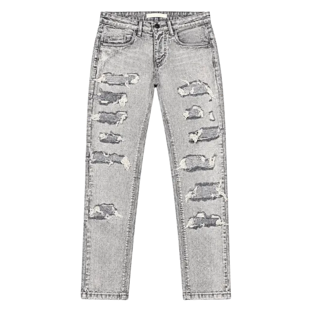 KDNK Distressed Slim Jeans Size 30 Gray Acid Wash Denim