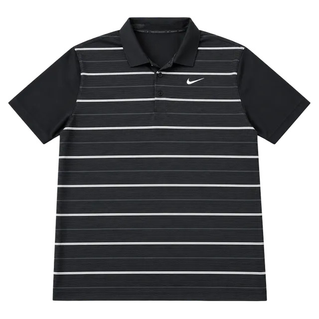 Nike Tiger Woods Collection Dry-Fit Striped Golf Polo Size XL Black Gray White