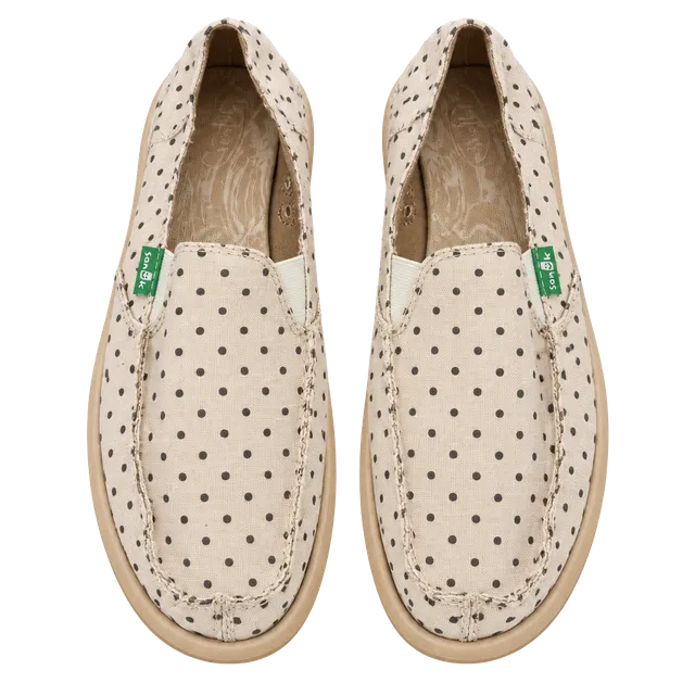 Sanuk Hot Dotty Slip-On Shoes Size 9 Beige Polka Dot