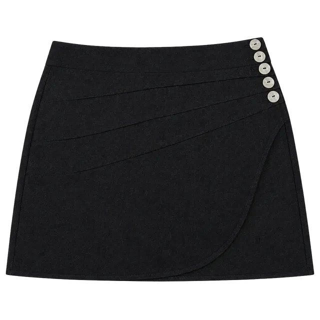 Ella Rafaella Skirt Size L Black Button Accent Wrap