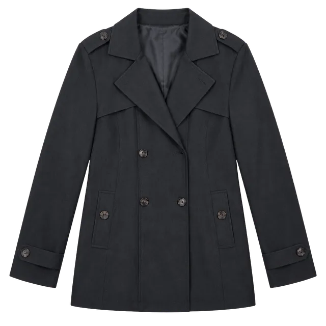 Black Double Breasted Trench Coat