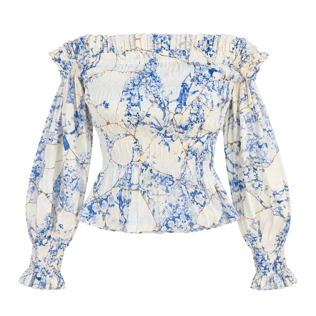 AllSaints Off The Shoulder Floral Print Blouse