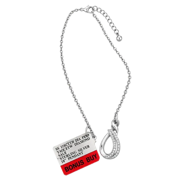 Sterling Silver 1/10 Cttw Diamond Infinity Teardrop Pendant Necklace 18"