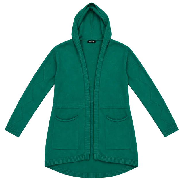 Mio Alfa Green Hooded Cardigan Sweater