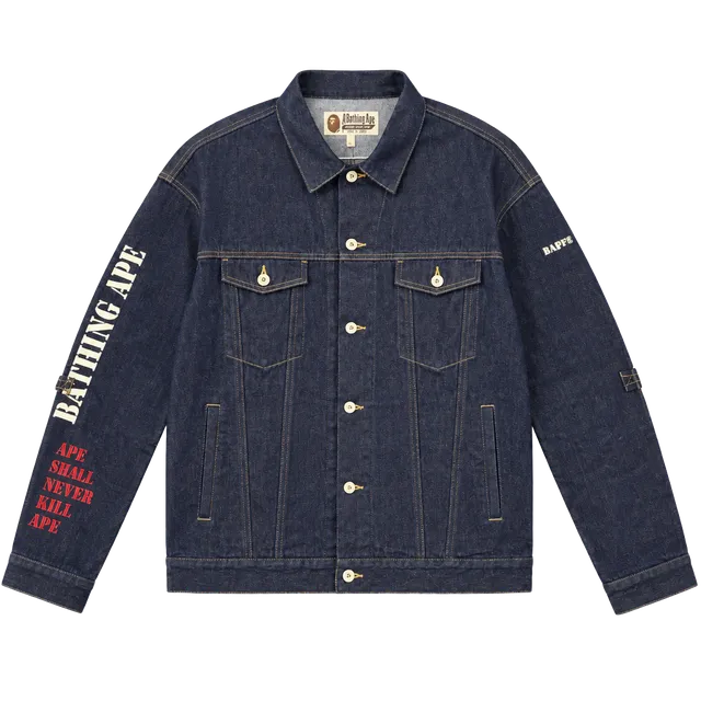 BAPE Multi Motif Loose Fit Denim Jacket Indigo Men's -L