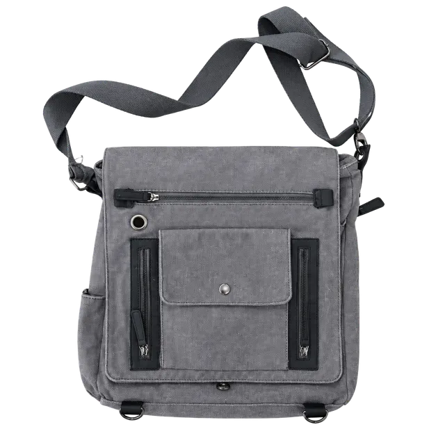 Gray Canvas Crossbody Bag Messenger Bag Minimalist