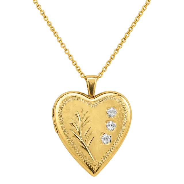PPC Sterling Silver Gold Plated Heart Locket Necklace