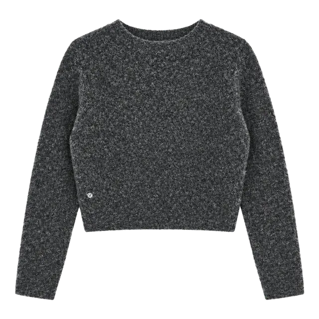 Lululemon Alpaca Wool-Blend Crosshatch Sweater Size M Gray
