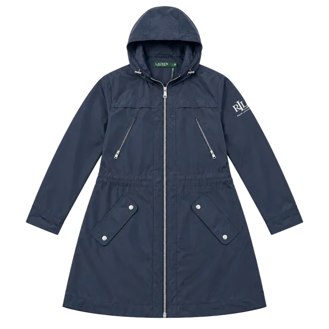 Lauren Ralph Lauren Hooded Rain Jacket Size S Navy Blue Anorak