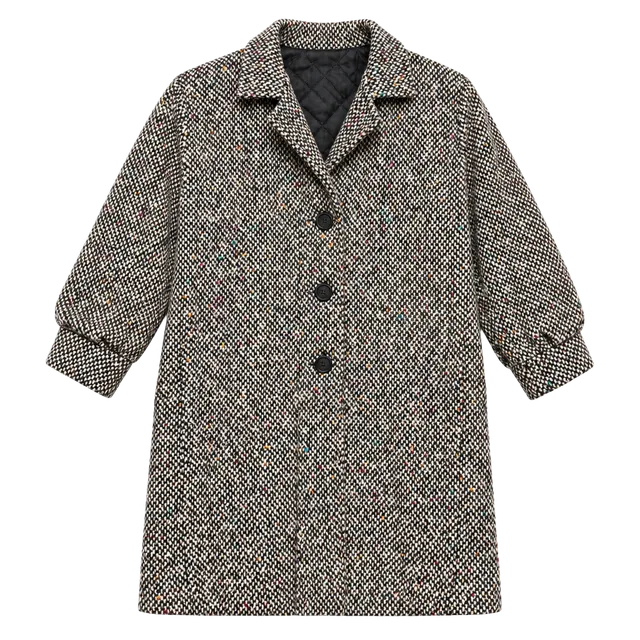 Aspen Outerwear Tweed Coat Size 7 Black White Rainbow Wool Blend Vintage