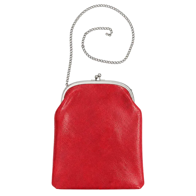 Vintage Red Faux Leather Kiss Lock Clutch Crossbody Bag