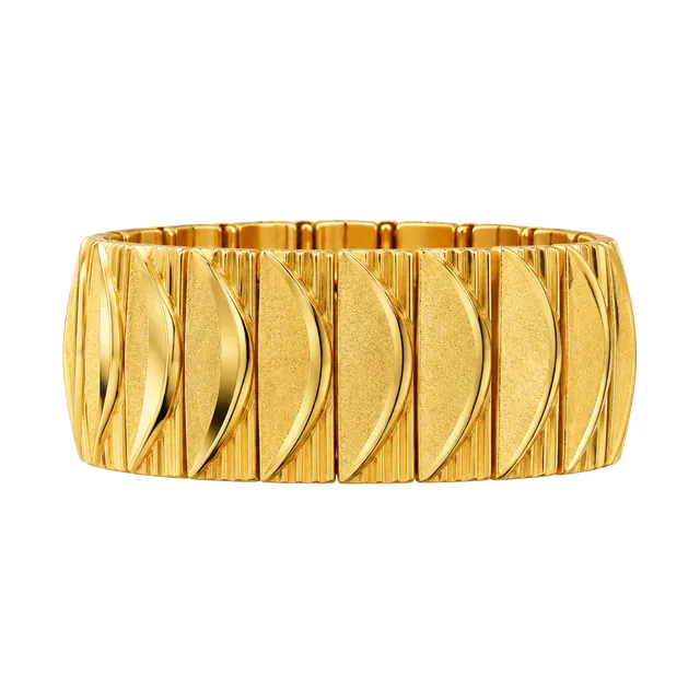 Vintage JAPAN 1980s Gold Tone Stretch Accordion Link Statement Bracelet