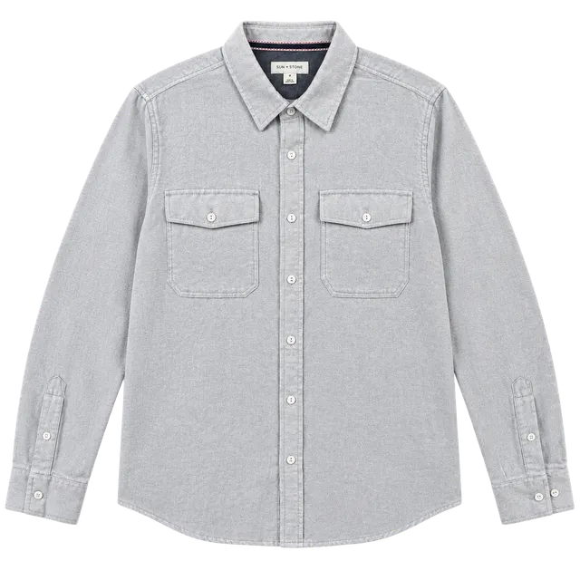 Sun + Stone LS Flannel Vintage White Long Sleeve Shirt Sz M