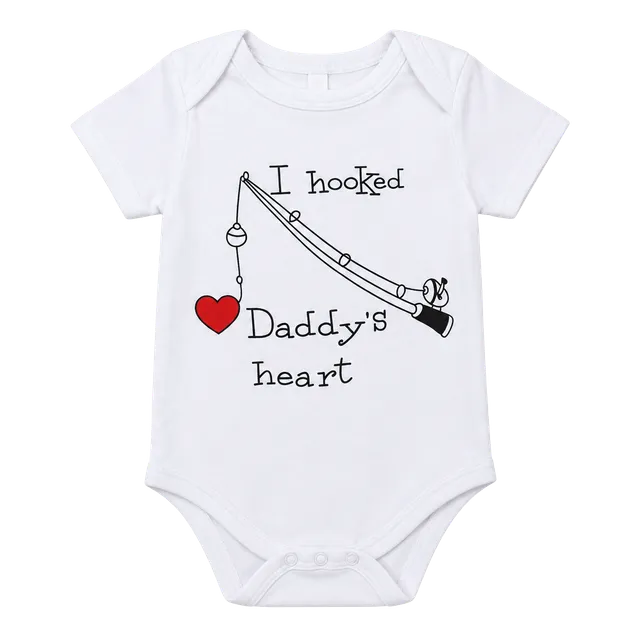 I Hooked Daddy's Heart white Bodysuit 