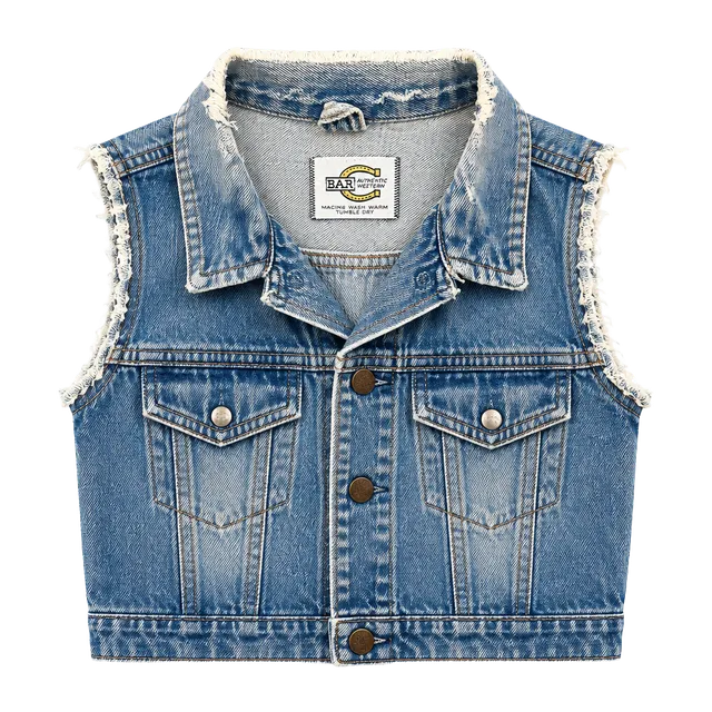 Bar C Authentic Western 1980s Denim Jacket Blue Wash Distressed Harley Davidson Patch