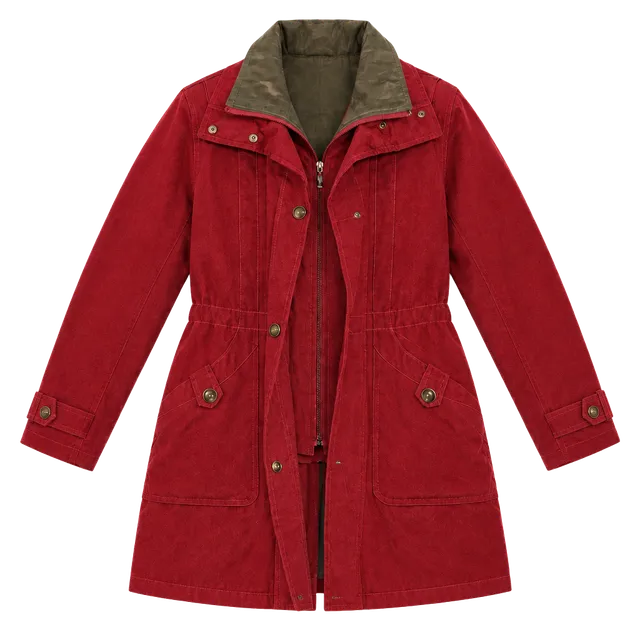 Miss Gallery Anorak Jacket Size L Red Utility Cargo Coat Fleece Lined