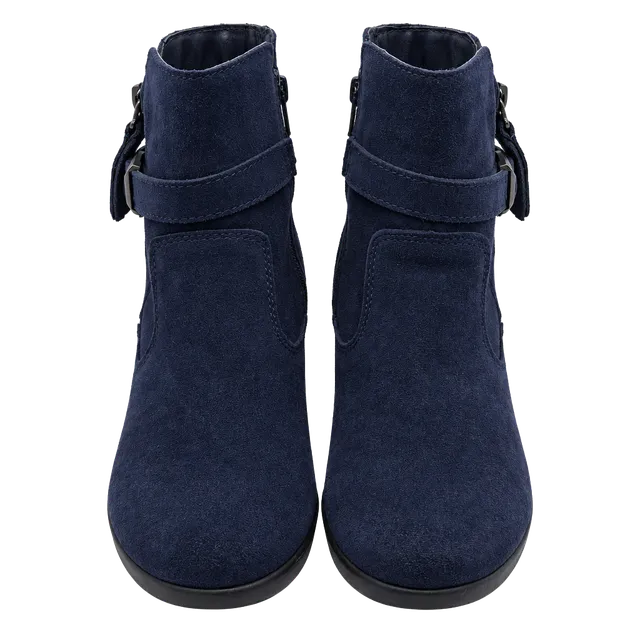 Earth Origins Blue Suede Ankle Boots Booties Tassel Buckle