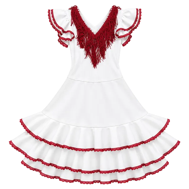 Creacions Hilary Flamenco Dress Size 10 White Red