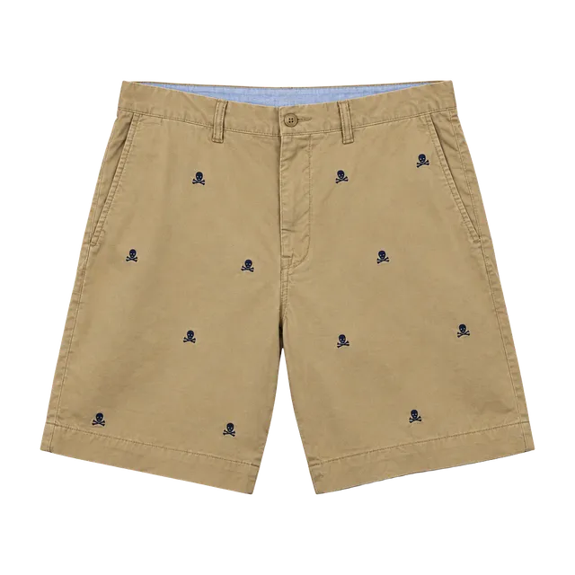Polo Ralph Lauren Skull Embroidered Chino Shorts Size 34 Khaki