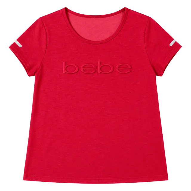 Bebe Sport T-Shirt Size L Red Short Sleeve Athletic Activewear