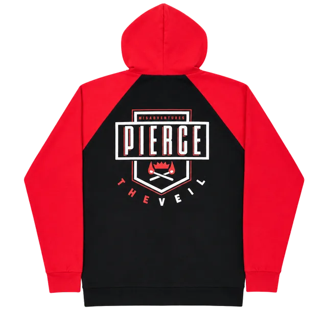 Pierce The Veil Band Hoodie Mens Large Black Red Full Zip PTV Pop Punk Rock 2016