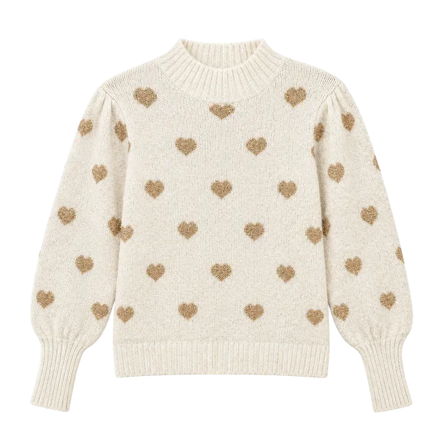 Metallic Heart Sweater gold