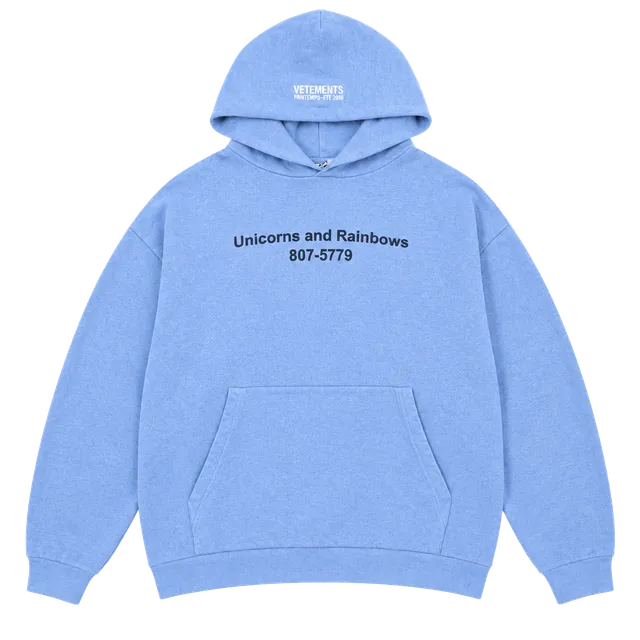 Vetements Vetements ss18 unicorns and rainbows print hoodie men’s 
