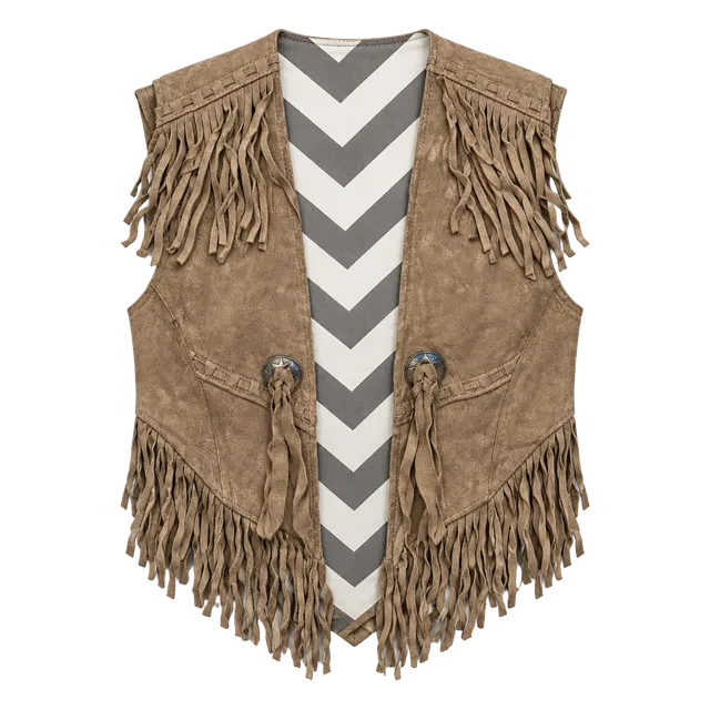 Ms. Pioneer Suede Fringe Vest Size 9 Brown Leather Western Boho Vintage