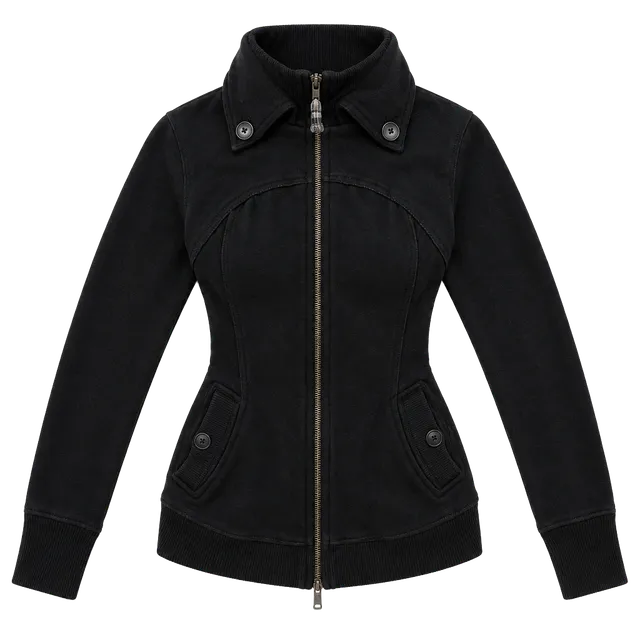 Y2k Free People Full Zip Jacket Size XS Black Cotton Blend