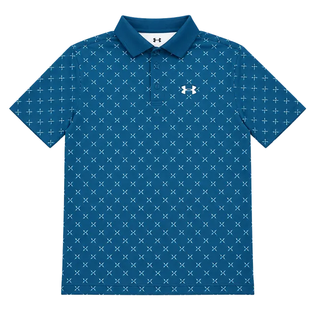 Under Armour Performance 3.0 Printed Polo Size MD Blue Novelty