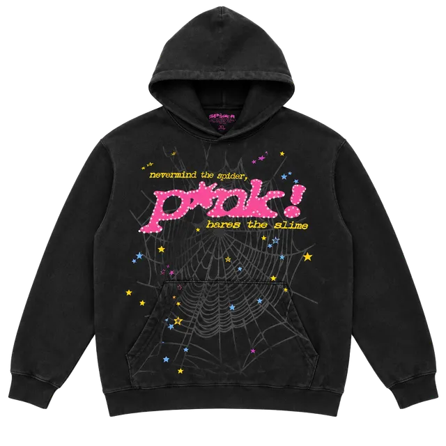 Sp5der P*nk Hoodie Size XL Black
