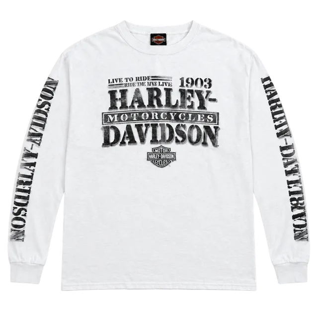Harley-Davidson Long Sleeve T-Shirt Size L White Oconomowoc WI