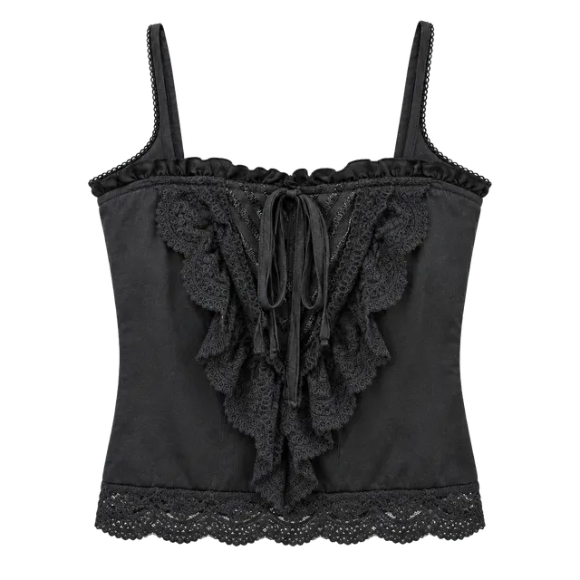 And Now This Camisole Size XS Black Lace Babydoll Cami Top