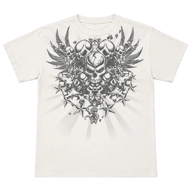Tennessee River Skull Wings Graphic T-Shirt Size M Off-White