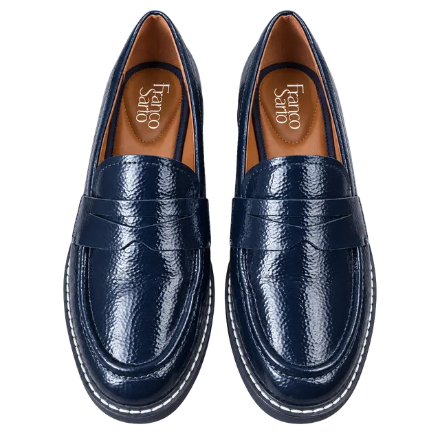 Women’s Blue Leather Penny Loafers