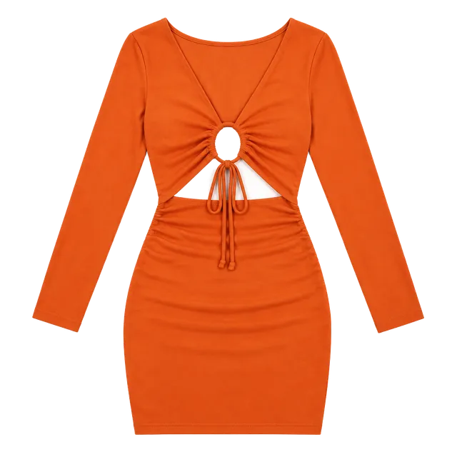 Zara Orange Cutout Mini Dress Women’s Large Long Sleeve Bodycon