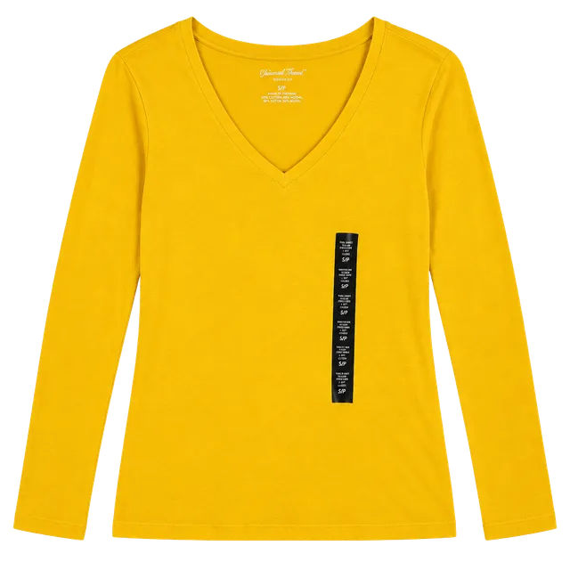 NWT Banana Republic Timeless Tee Women Size S Yellow Long Sleeve