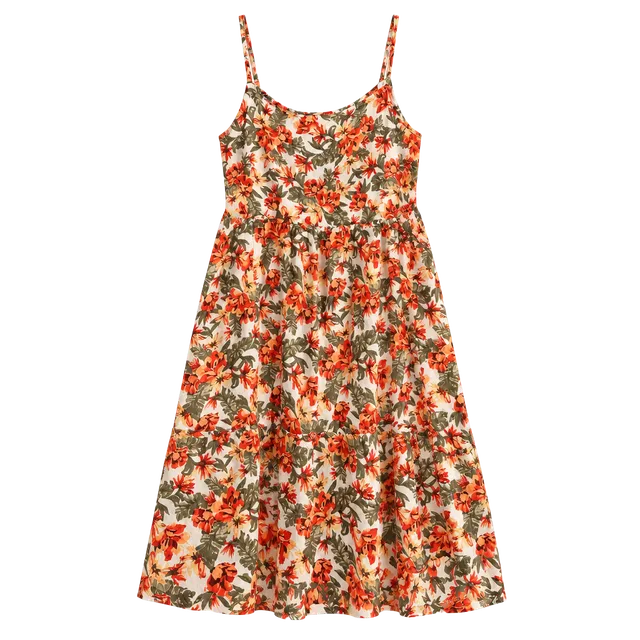 Derek Heart Floral Tiered Midi Dress