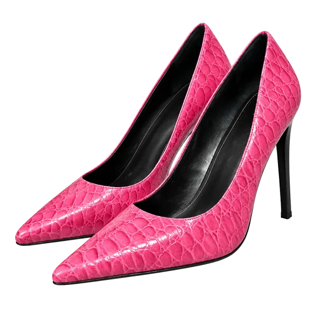 Gianni Bini Pumps Size 8M Pink Croc Embossed Leather Stiletto Heels